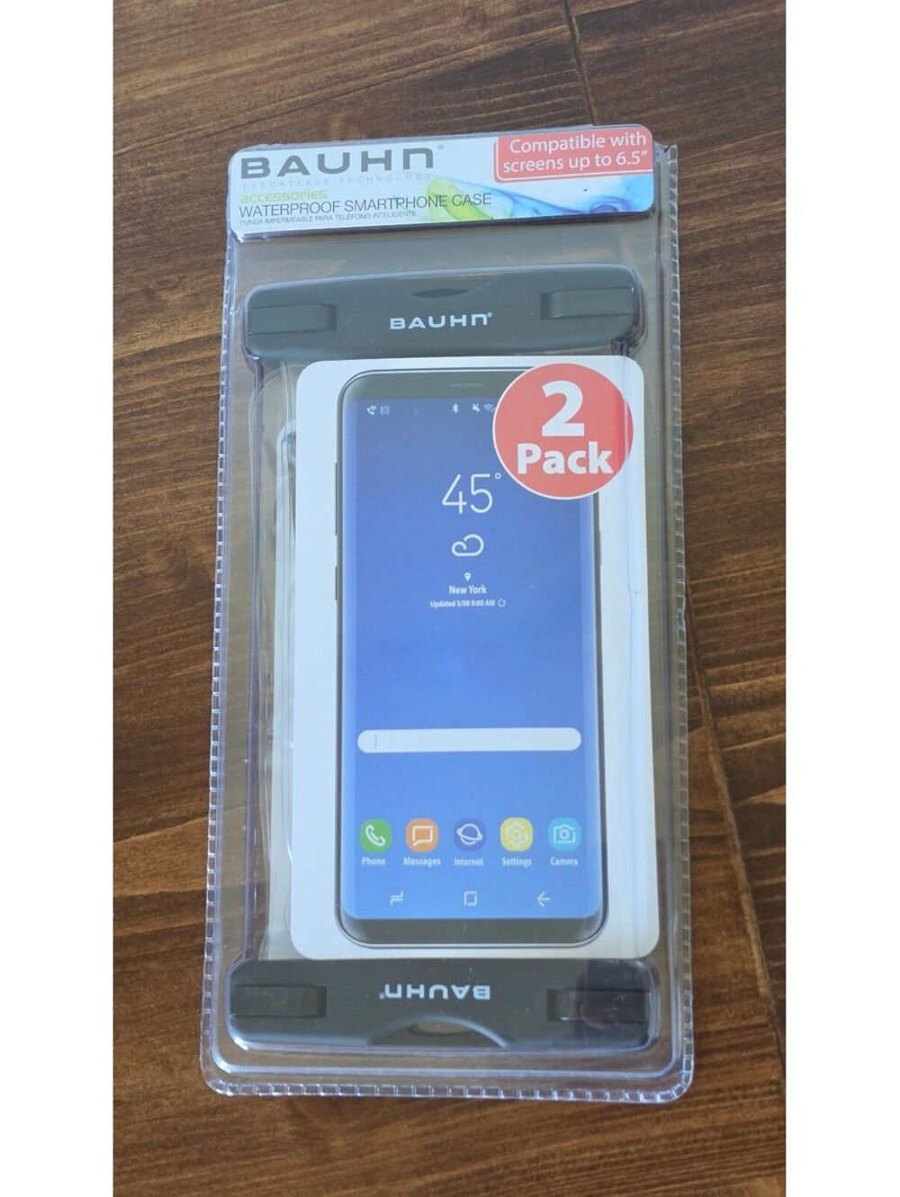 New Bauhn Waterproof Smartphone Cases 2-Pack Fits Up to 6.5" Screens Black,379